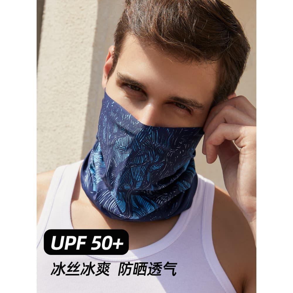 Protetor solar máscara de seda gelo sem costura lenço mágico antibacteriano capa de pescoço masculino ciclismo lenço fac