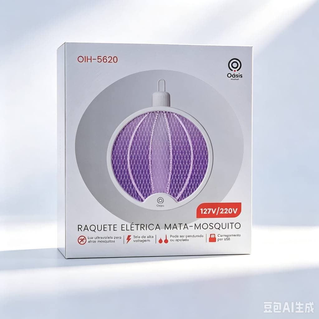 Raquete Elétrica Dobrável Eletrizante Anti Mosquito  Carga USB Luz Ultravioleta