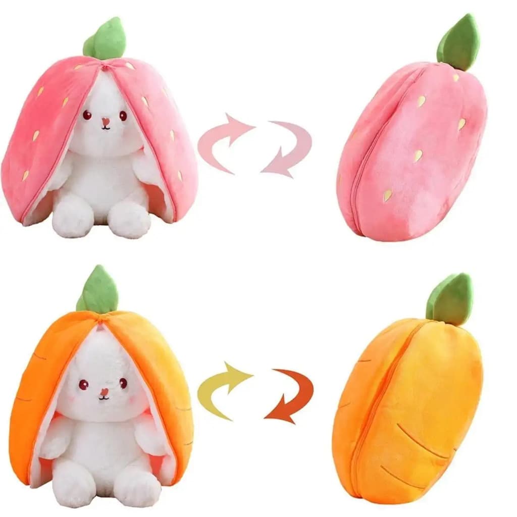 Brinquedo de Pelúcia Coelho de 18cm/7.08in, Almofada de Coelho Morango e Cenoura para Cosplay, Brinquedo de Pelúcia Kawa