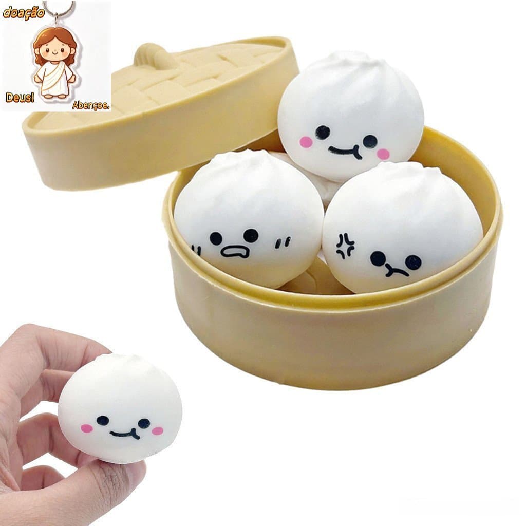Bhqqy_3Pcs Expressão De Desenho Animado Brinquedo De Pão Cozido No Vapor Alívio Do Estresse Bolinho De Ascensão Lenta Es