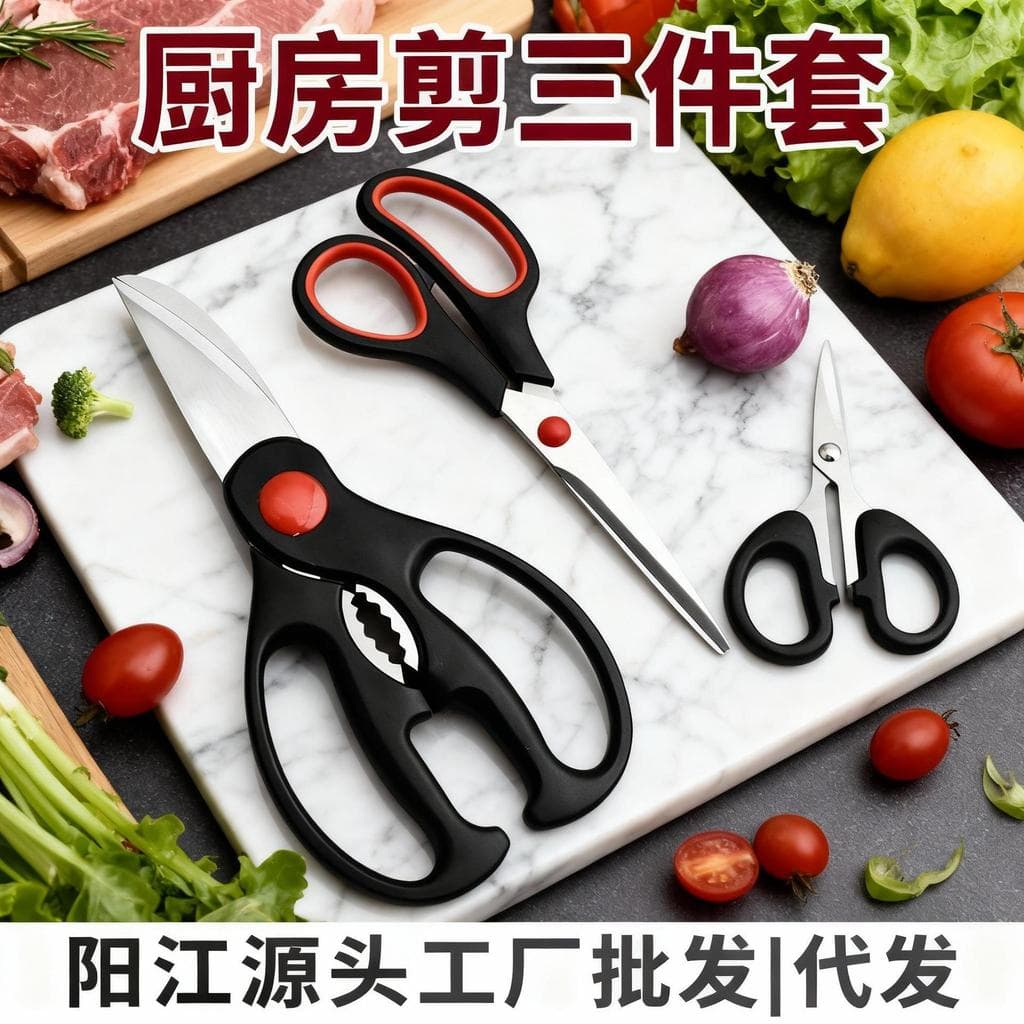 Conjunto de três peças tesoura de cozinha multifuncional tesoura de osso de frango artesanal tesoura doméstica d