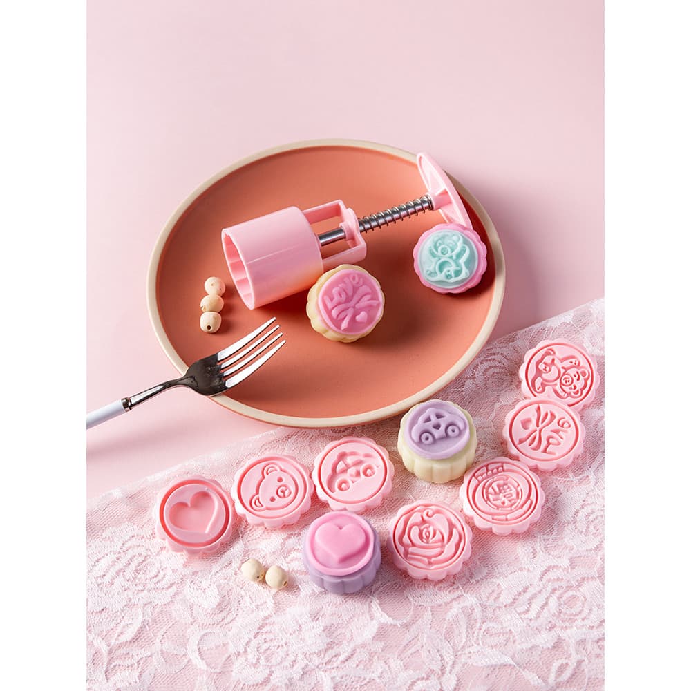 Influenciador estilo 50g versão coreana Mooncake molde novo estilo 2023 pele de neve mão Push tipo moedor cozimento domé