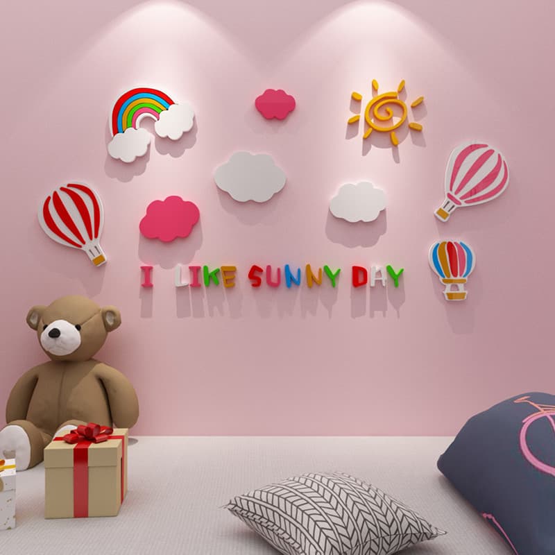 Quente bonito adesivos menina princesa quarto crianças decoração de parede Layout cabeceira 3d tridimensional adesivos d