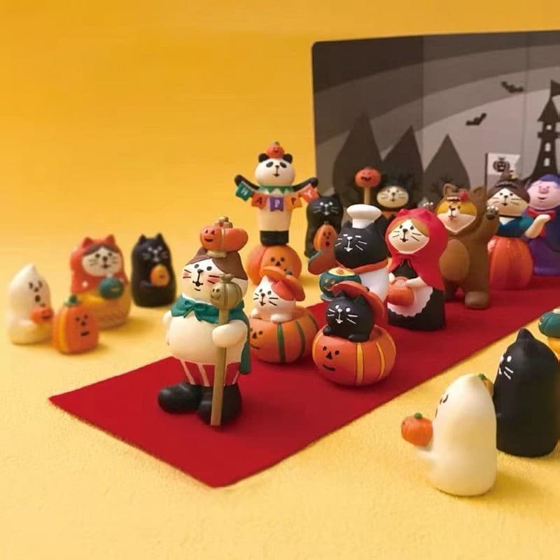 Novo produto criativo decoração de gato japonês Halloween abóbora carro cinderela cena em miniatura Desktop Mini decoraç