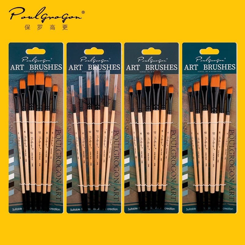 Conjunto de pincéis de Nylon profissional, pintura de arte, pincel aquarela pontiagudo, pincel de óleo plano, giz de águ