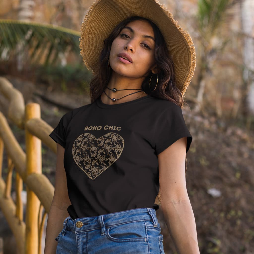 T-shirt Feminina Camiseta  Estampada Boho Chic