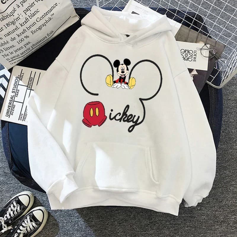 Moletom Canguru Blusa De Frio Mickey Mouse Desenho Disney Unissex  Com capuz  (Mikey Coração)