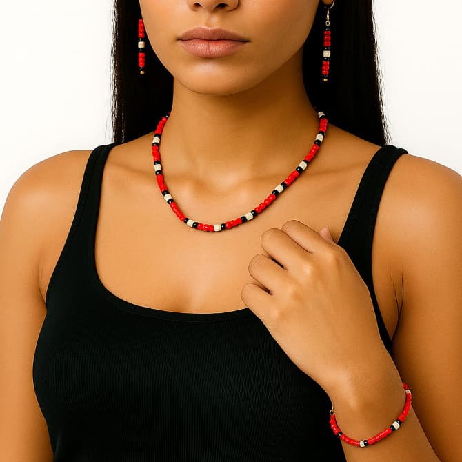 Conjunto Bijuteria Ajustável Colar ,Brinco e Pulseira Personalizado - Resistente - Várias cores