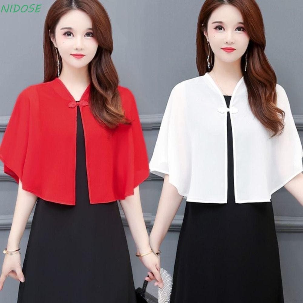 Xale De Chiffon NIDOSE , Tule Curto Respirável , Roupa Externa Curta Multicolorida Feminina Tops Femininos