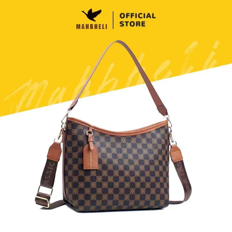 MAHBHELI Bolsa Tote Feminina 2025 Grande Capacidade Estampada Bolsa Crossbody Casual Estilo Streetwear Retrô