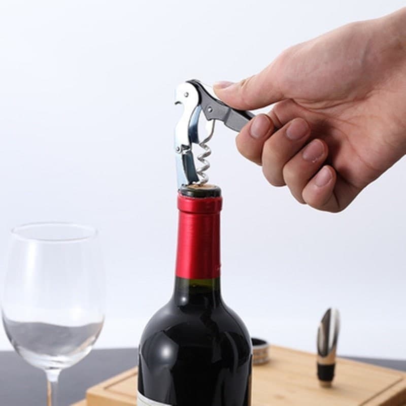 Kit Abridor De Vinho 5 Peças Inox Com Saca Rolha Dosador Corta Lacre Nano Shop