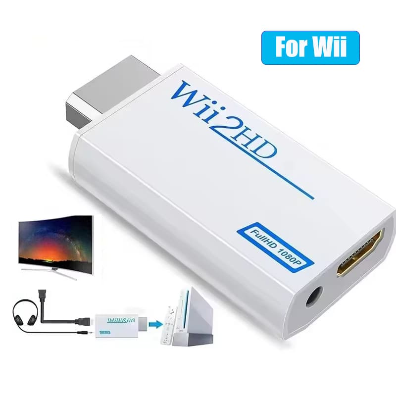 Para Wii HDMI Conversor Full HD 1080P 2 HDTV Adaptador Com Áudio De 3.5mm PC Monitor Display