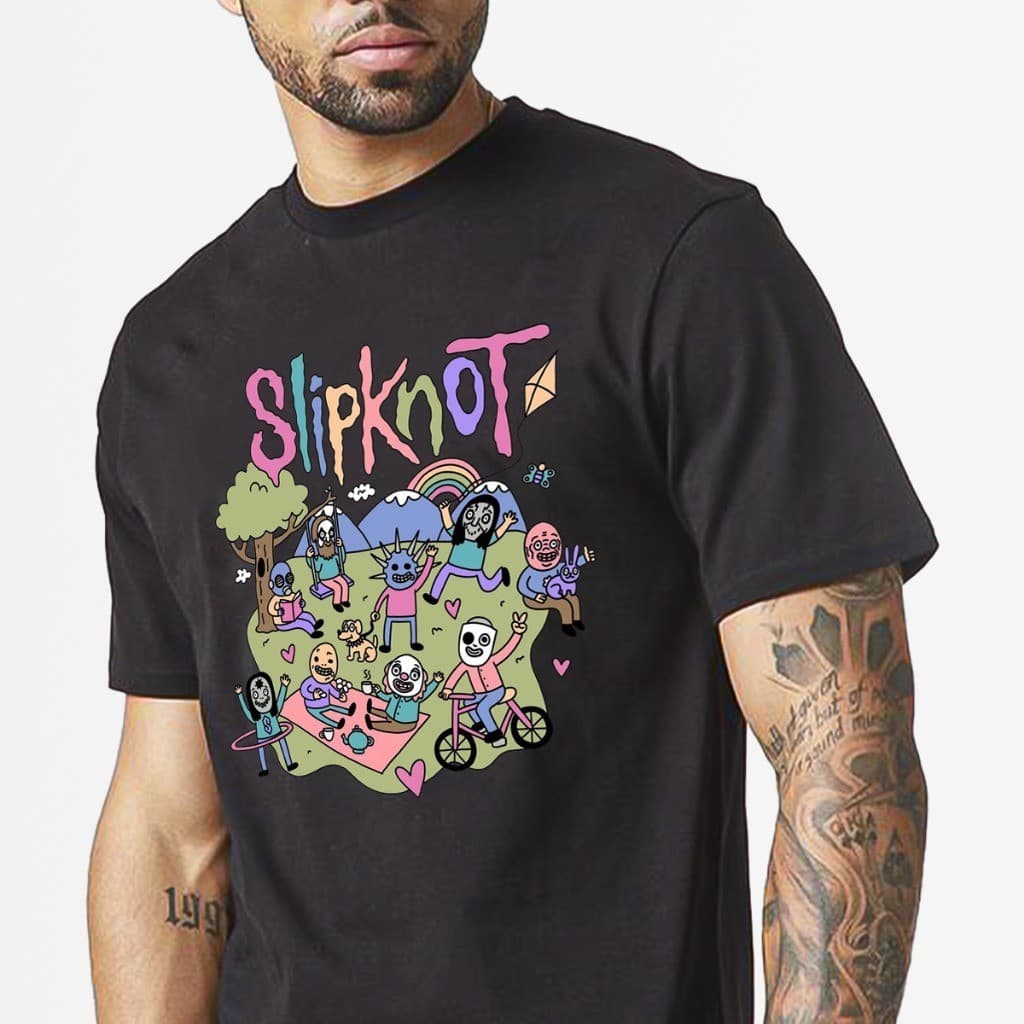 Camisa Masculina Slipknot Fofo Banda de Rock Estampada Camisa 100% Algodão