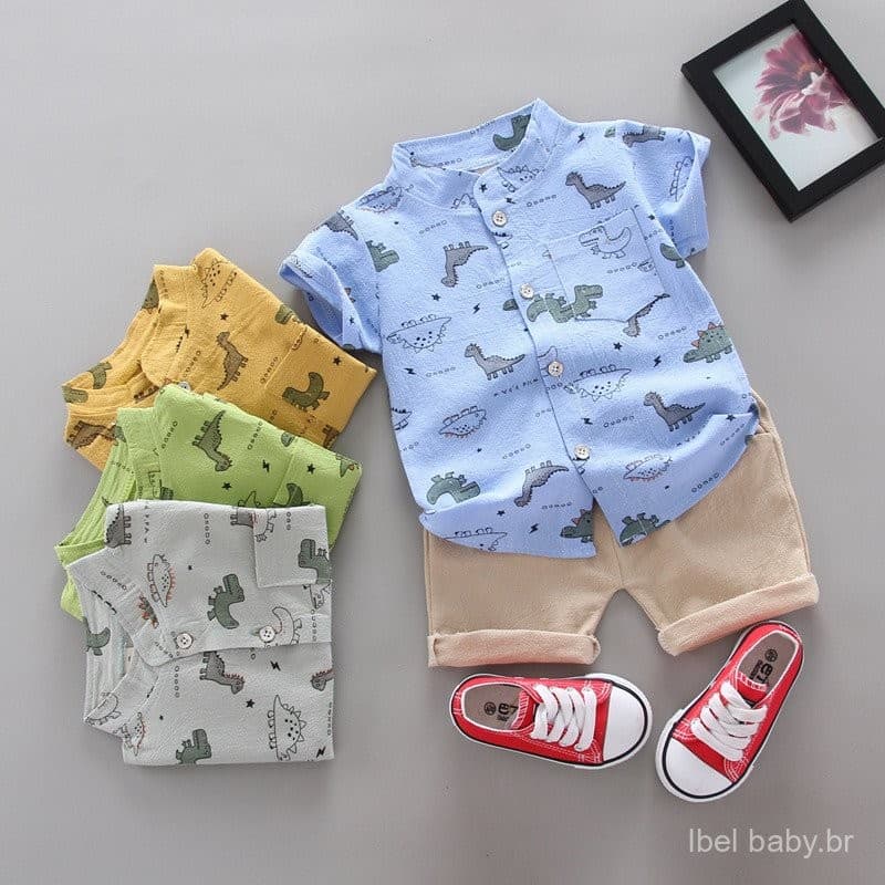 Camisa Casual de verão para crianças de 0 a 4 anos/manga curta + Shorts conjunto de 2 peças/roupas infantis
