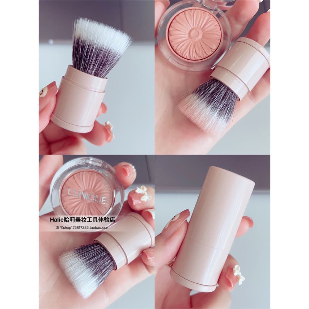 Novo produto de lã pura Mini pincel retrátil de cor de ponto pincel de Blush de cabelo Real cabo curto portátil pincel d