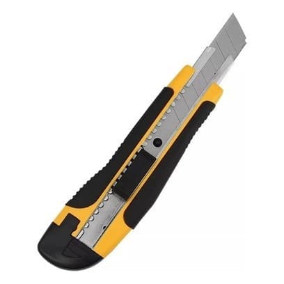 Estilete Profissional 18mm Com Trava Fixa Emborrachado + 4 Laminas