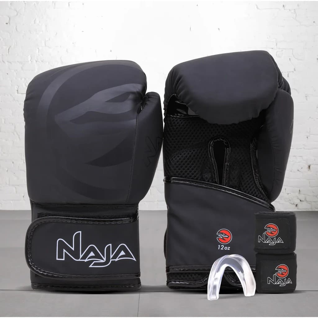 Kit Luva De Boxe Naja + Protetor Bucal + Bandagem + Bag