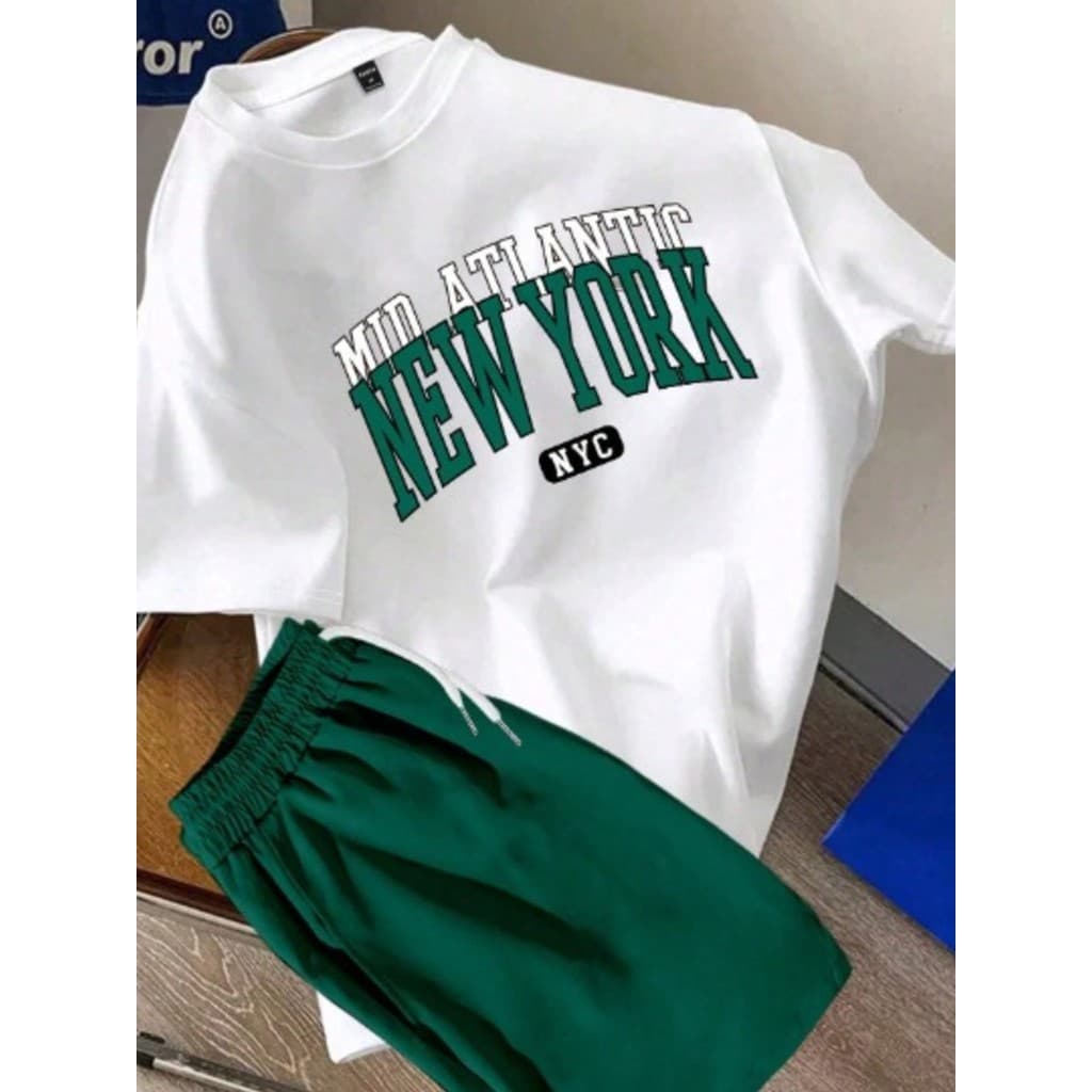 Kit Camiseta + Bermuda de Moletom Modelo "New York Mid Atlantic" Estilo Tumblr Moderno - LANÇAMENTO/PROMOÇÃO ESPECIAL