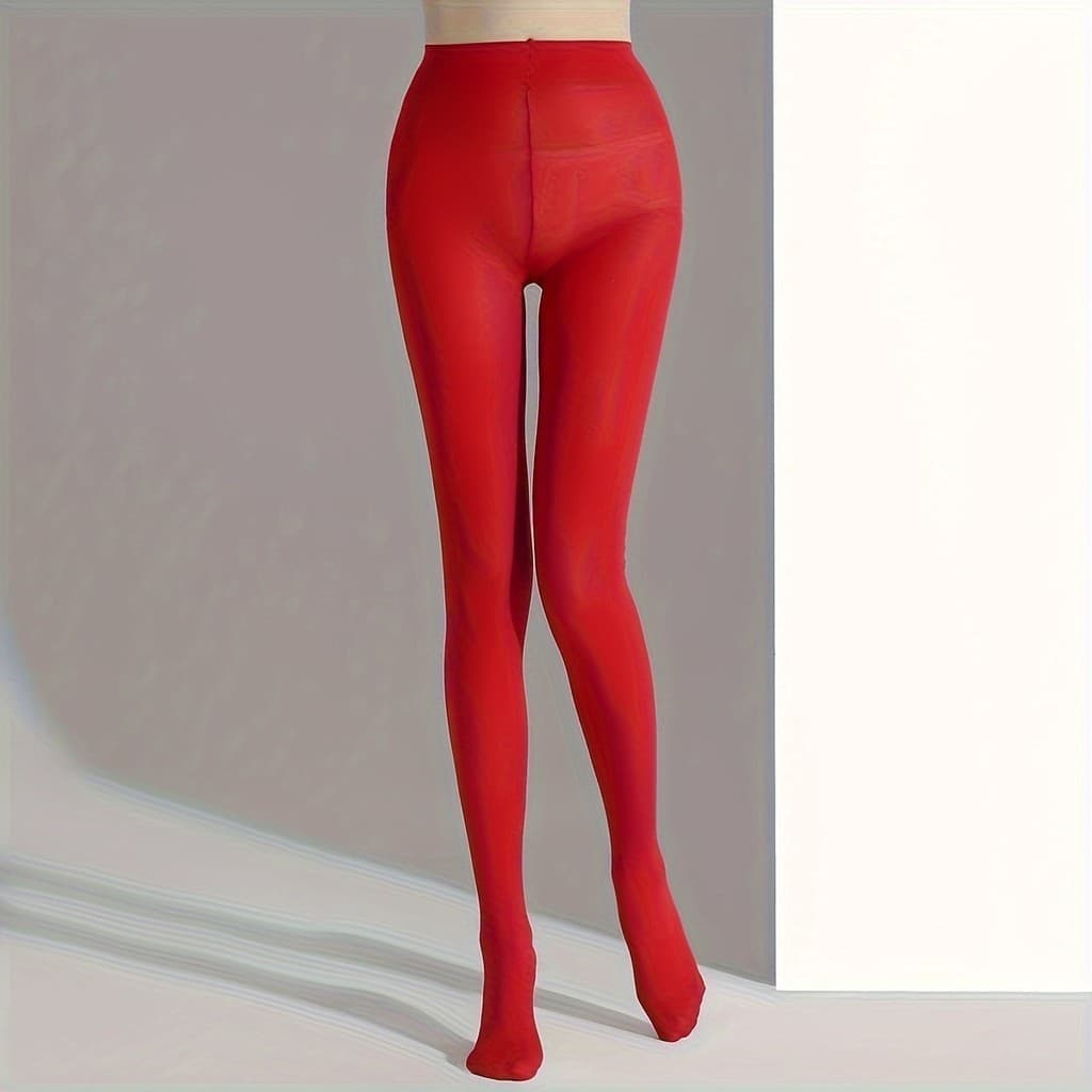 Meias-calças Opacas Sólidas, Meias-calças Casuais de Cintura Alta com Efeito Modelador, Meias e Artigos de Malha para Mu
