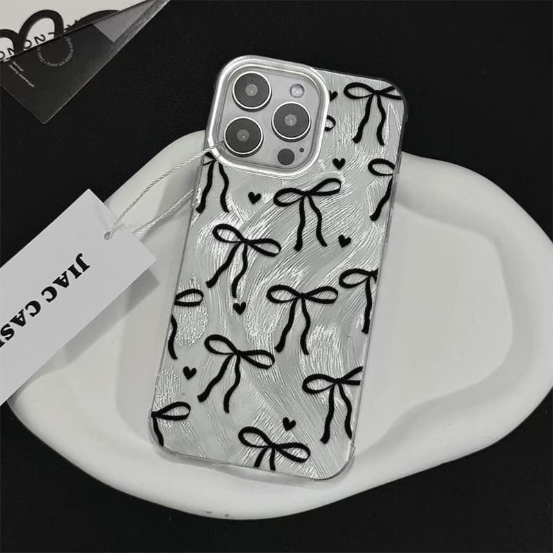 Capinha Laço preto iPhone 16 15 17 14 13 12 11 Pro Max iPhone 7 8 plus Anti-impacto Capa