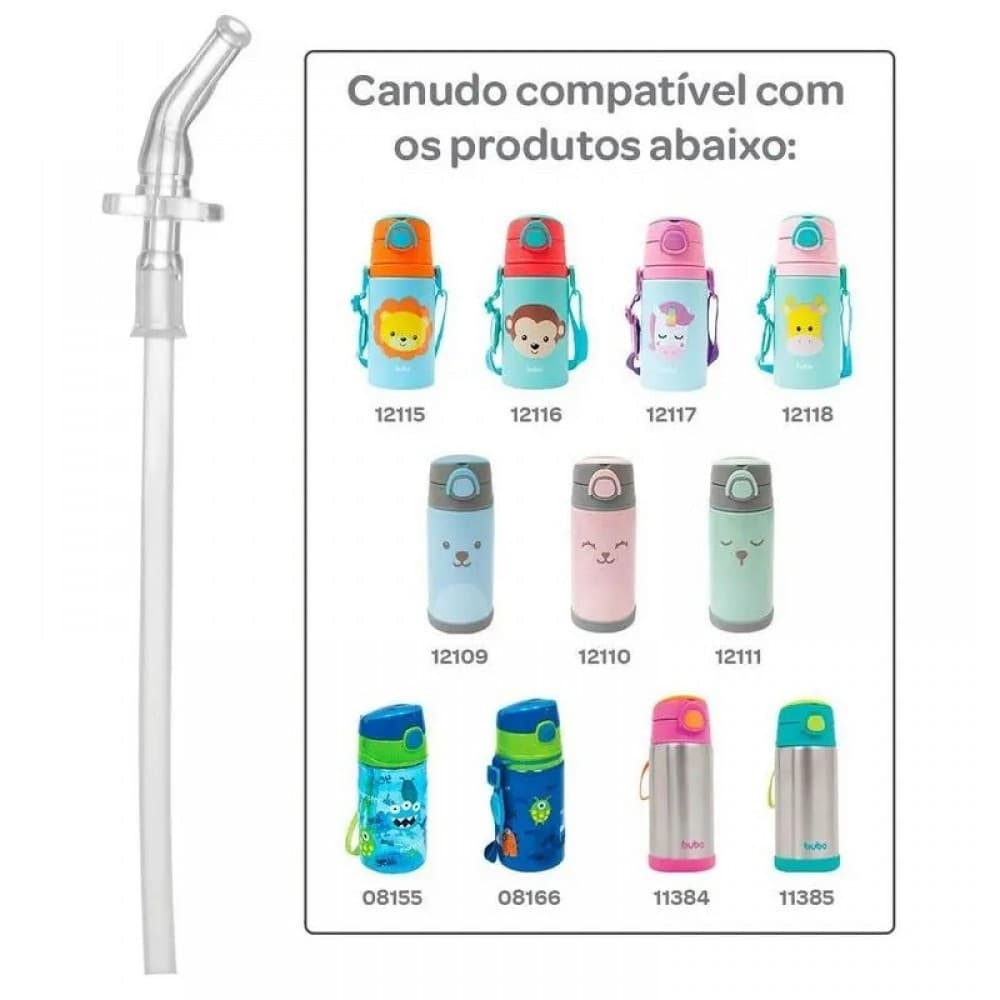 Canudo Refil Repositor em Silicone Buba 12123 Compatível Garrafinha Térmica e Aluminio