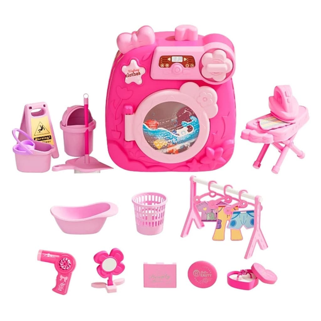 Rosa - Brinquedo Infantil Máquina de Lavar com Acessórios 30pcs