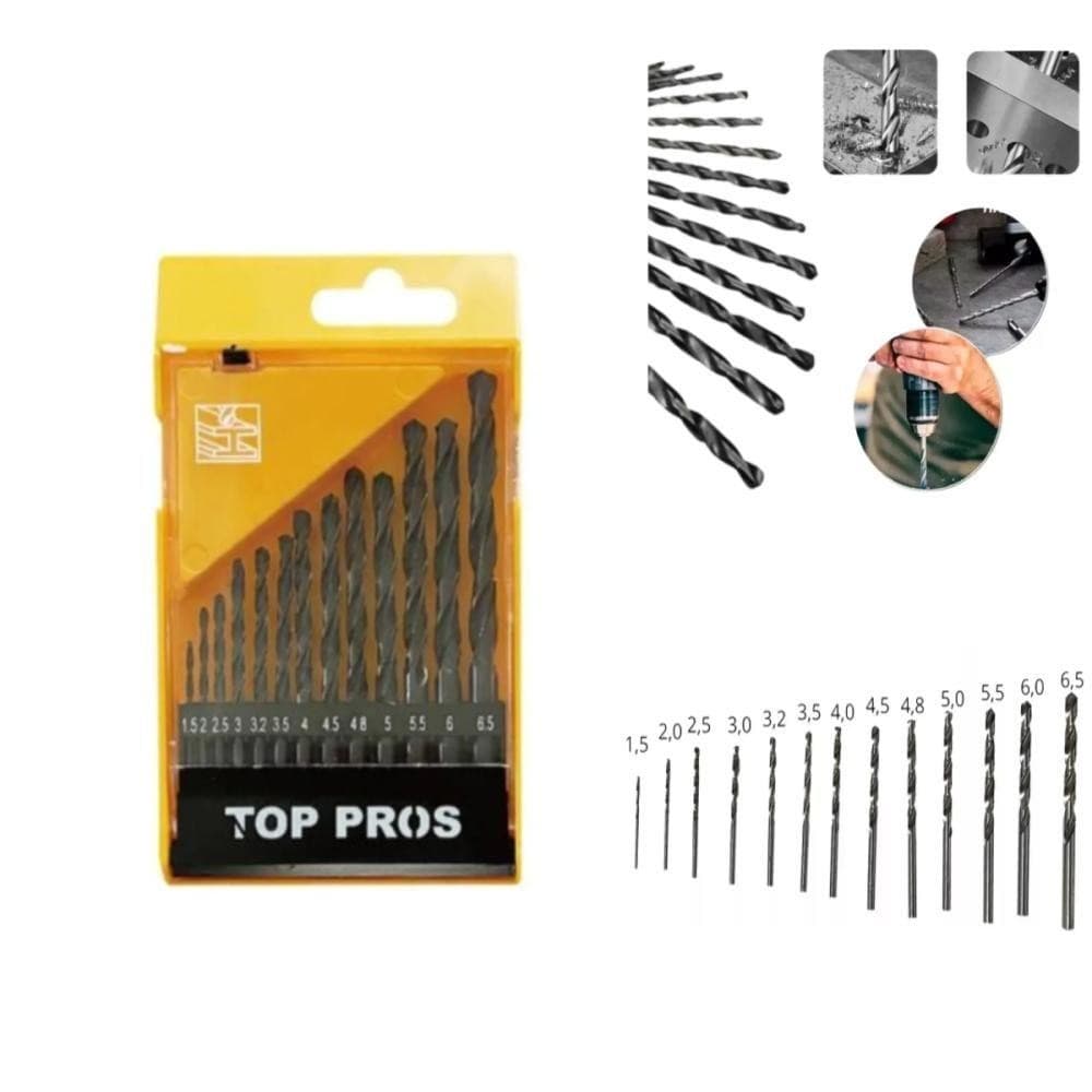 JOGO DE BROCAS 13 PECAS ACO RAPIDO COM ESTOJO KIT FURADEIRA PARAFUSADEIRA METAL PLASTICO