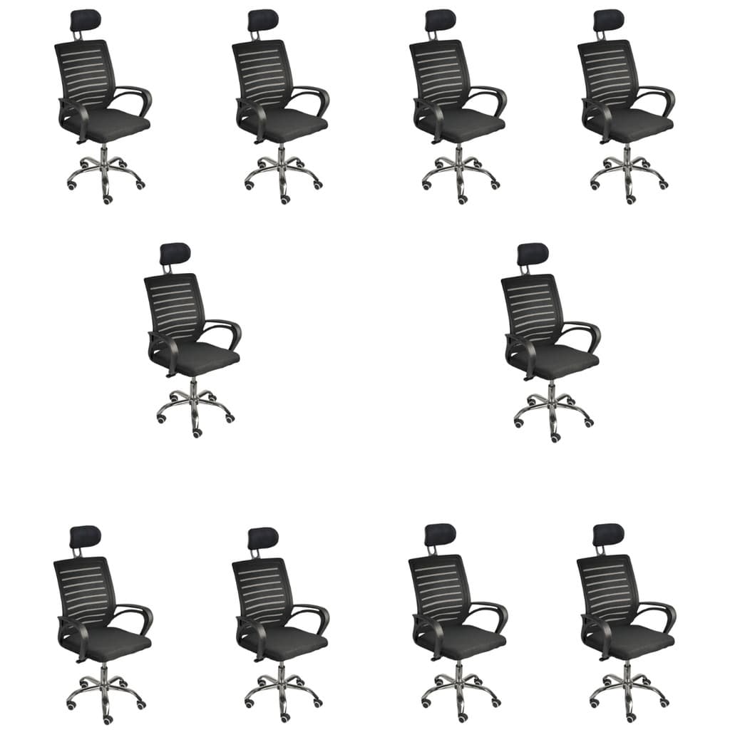 Kit 10 Cadeiras de Escritório Secretaria Diretor Roma Ergonômica com Apoio de Cabeça