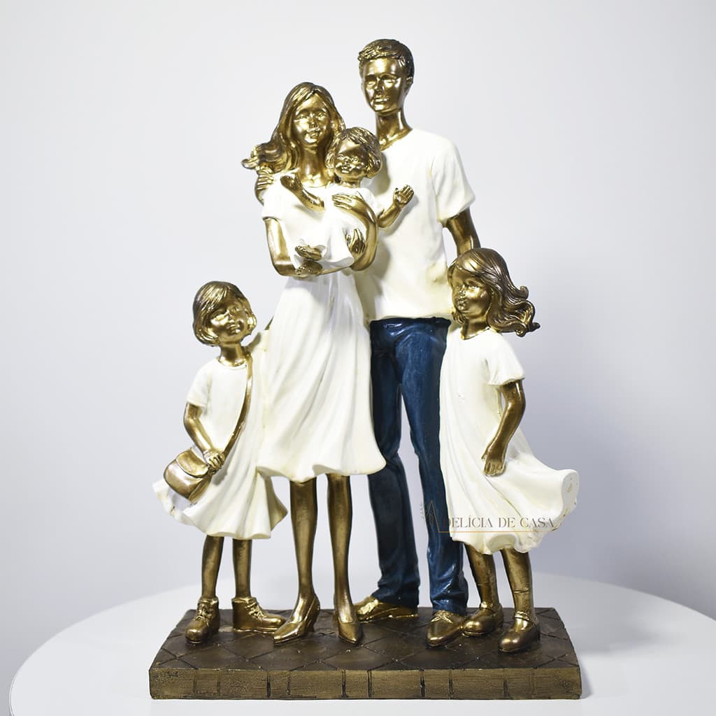 Escultura Decorativa Família com 3 Filhas - Decoração Elegante Para Casa