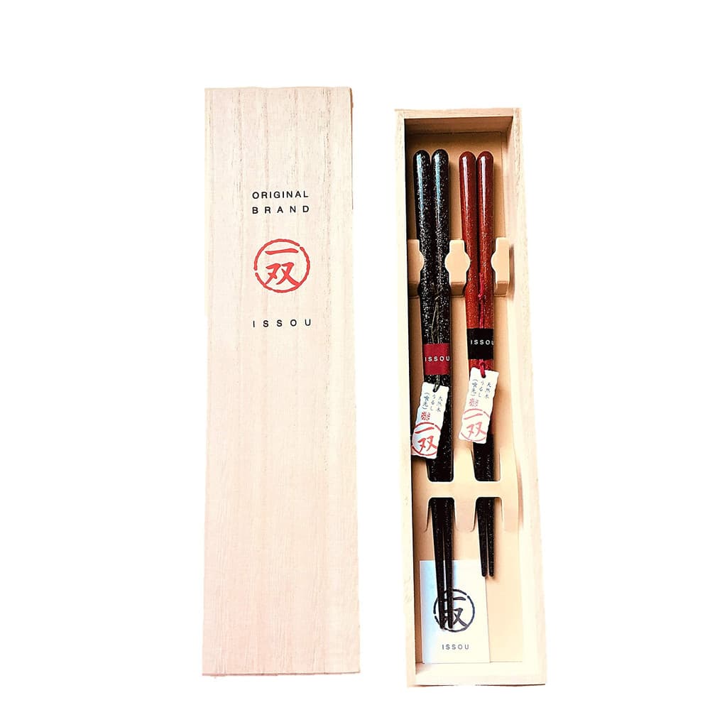 Hashis de casal, presente de casamento, caixa de paulownia, par, conjunto de dois, hashis de luxo, padrão elegante, Wak