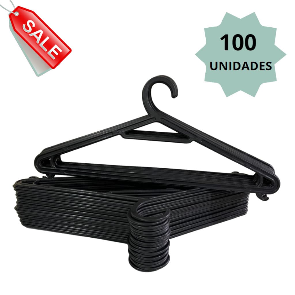 Kit 100 Cabides Adulto Organizador de Roupa Preço de Fábrica G002