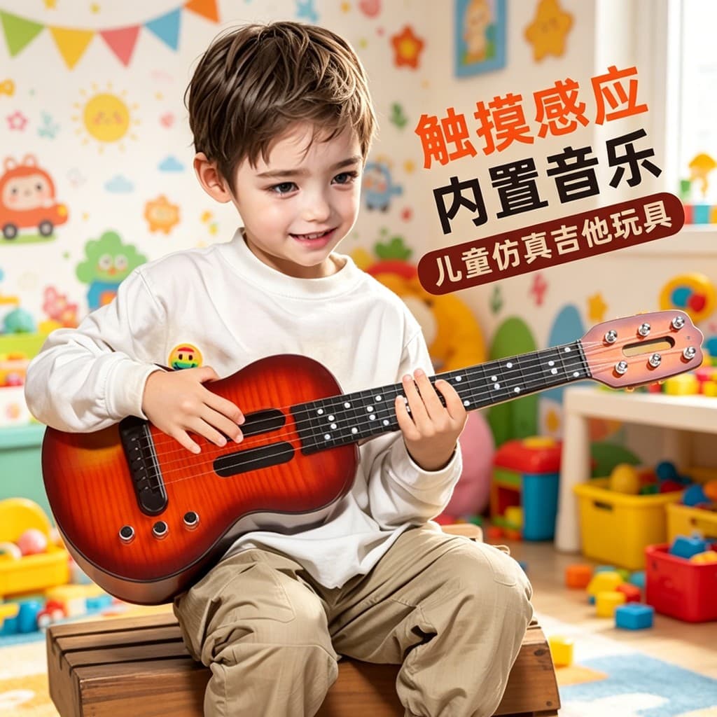Sexto presente Ukulele guitarra infantil brinquedo Mini pequena guitarra iniciantes pode jogar guitarra elétrica instrum