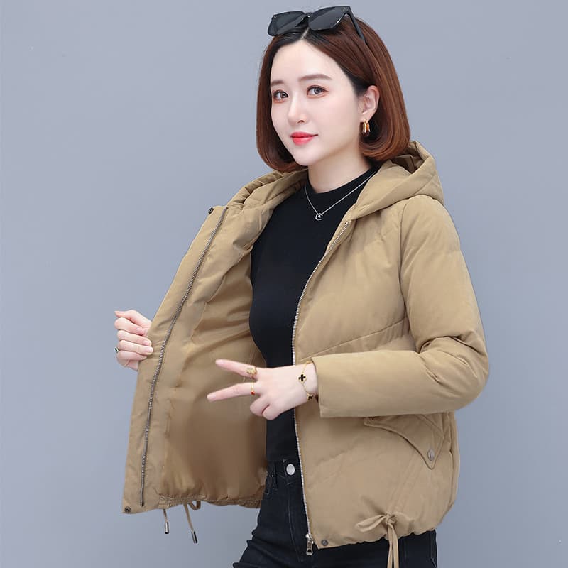 Versão coreana solta com capuz curto acolchoado jaqueta feminina inverno engrossado quente pequeno acolchoado jaqueta