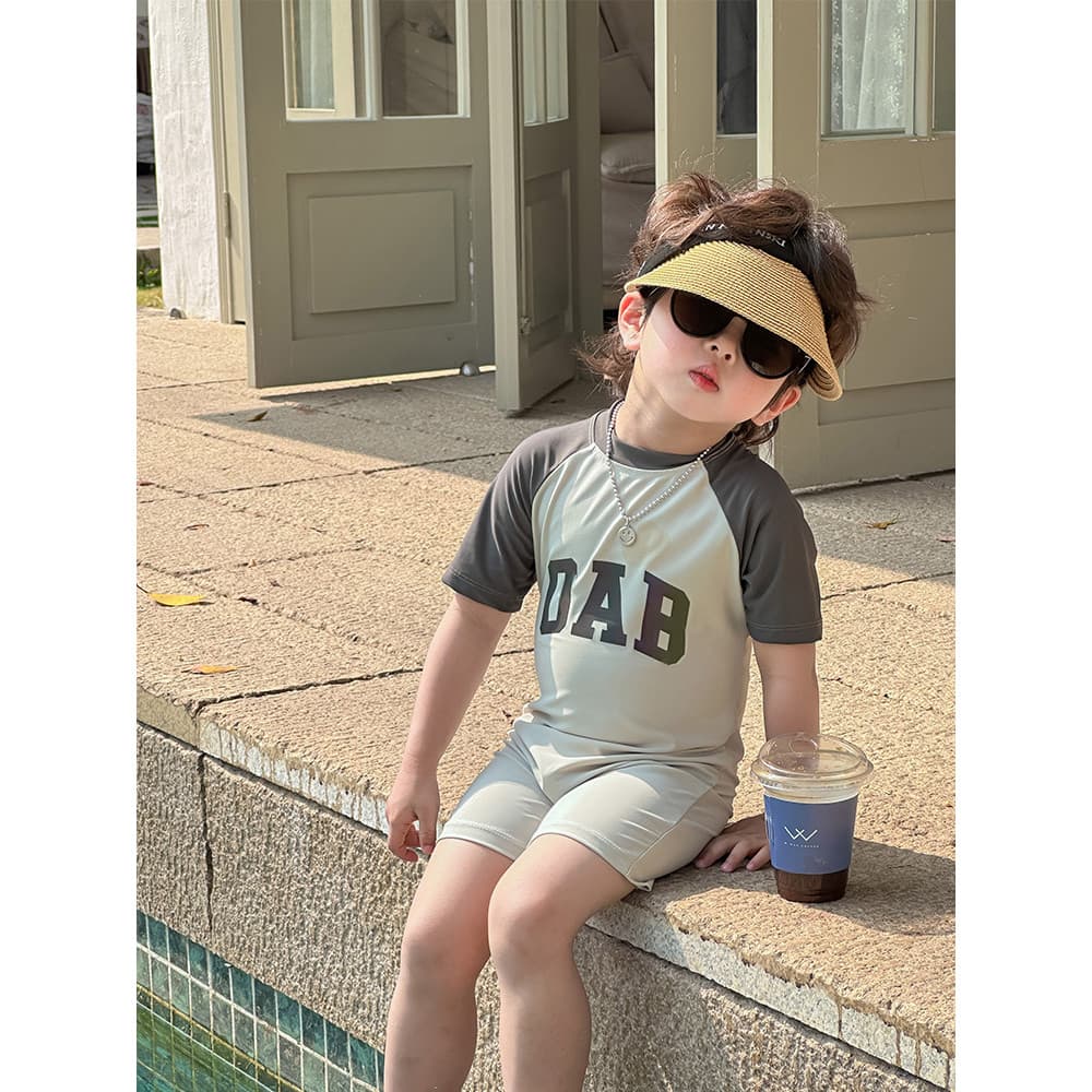 Crianças maiô de uma peça meninos ins meninos carta maiô de secagem rápida moda bebê praia troncos de natação terno
