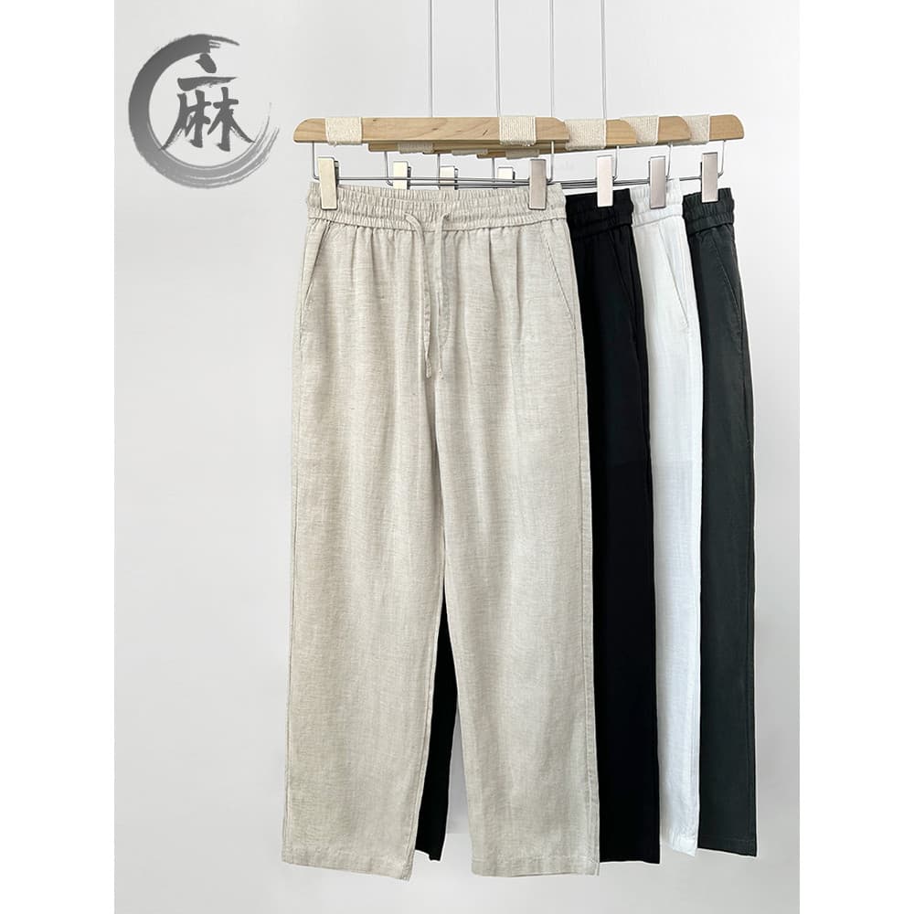 High-End Lyocell Tencel calças de linho dos homens verão fino algodão linho calças masculinas Ramie solto em linha reta