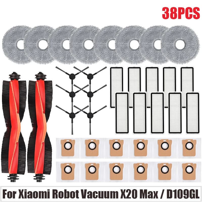 (Modelo compatível) Xiaomi Robô Vácuo X20 Max / D109GL Peças De Rolo Principal Escova Lateral Filtro Hepa Mop Pano Saco