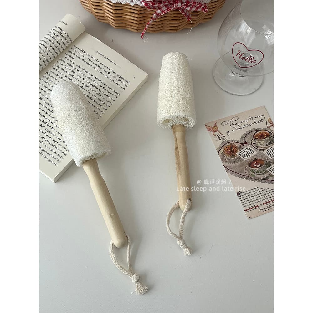 Loofah copo escova cabo de madeira casa xícara de chá escova de limpeza cozinha copo de vidro cerâmica escova de limpeza