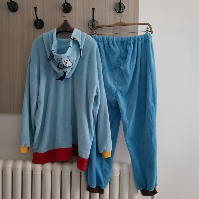 Original comércio exterior cauda bens casal homewear bonito dos desenhos animados flanela pijamas outono inverno forro d