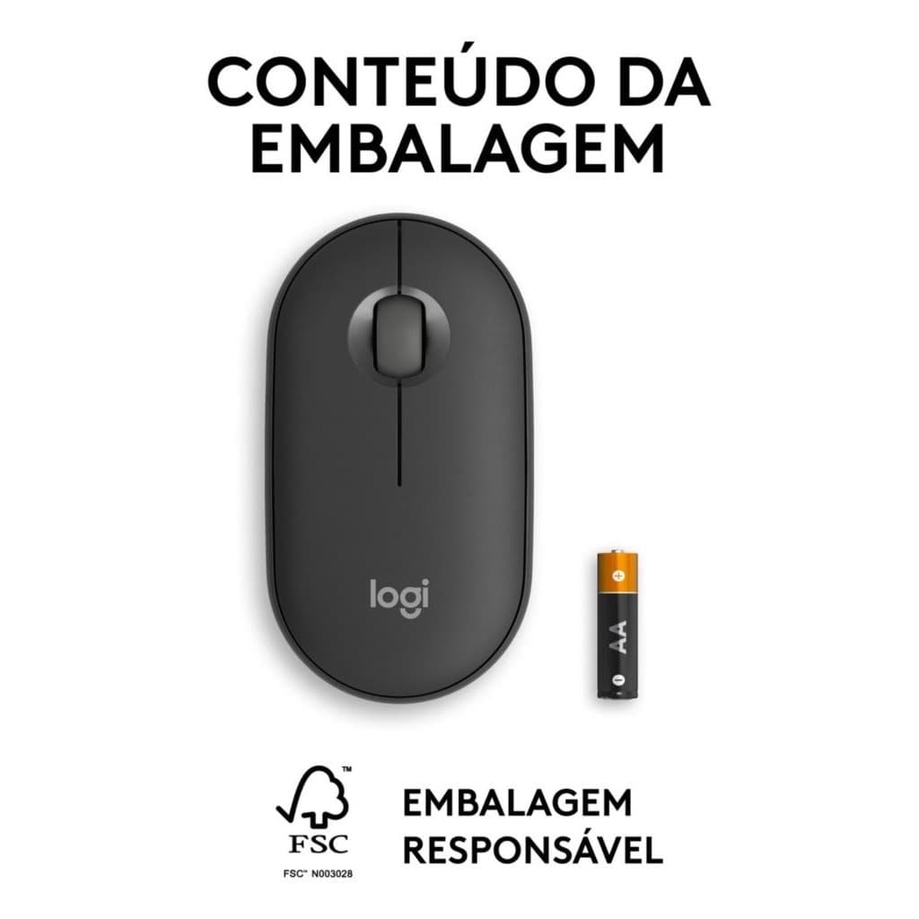 Mouse Sem Fio Bluetooth Logitech Pebble Mouse 2 M350s Preto