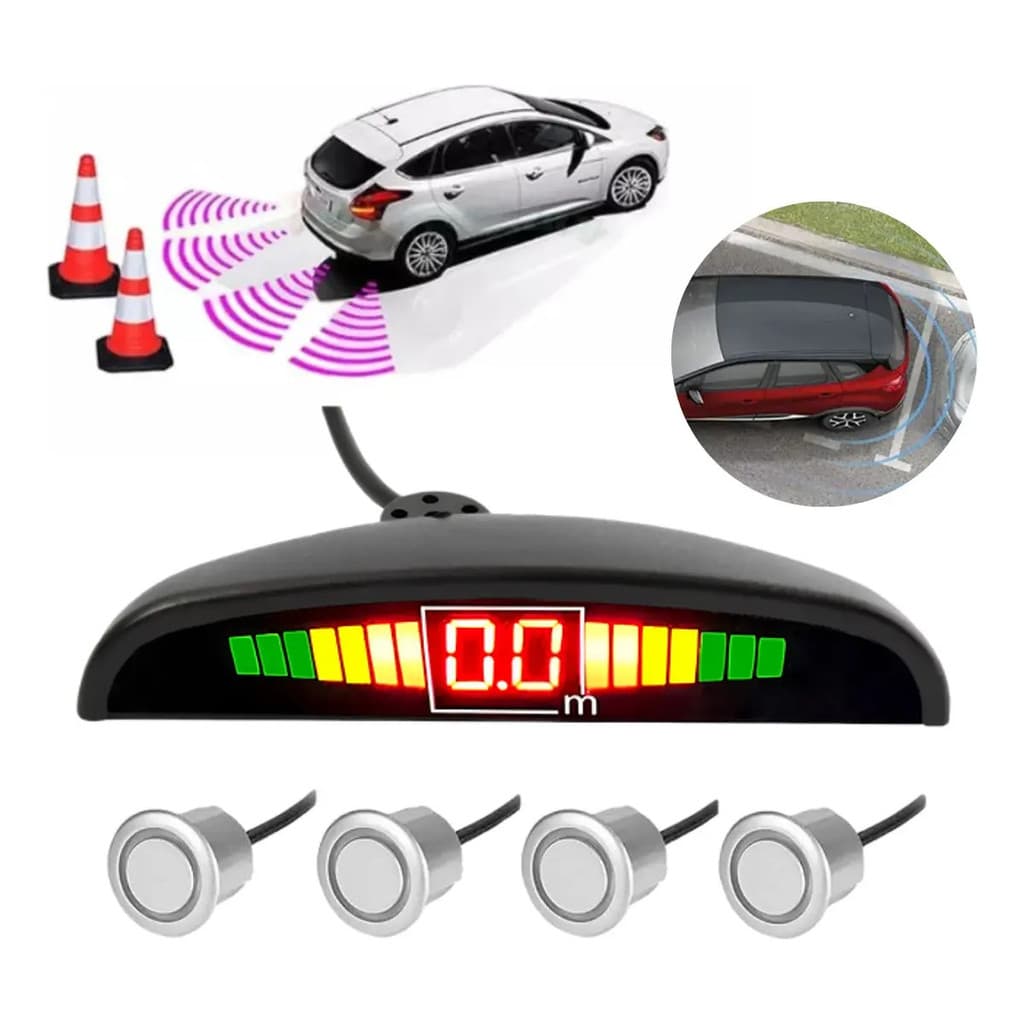 Kit Sensor Estacionamento Automotivo Ré 4 Sensores Preto C/ Nota fiscal e envio ja