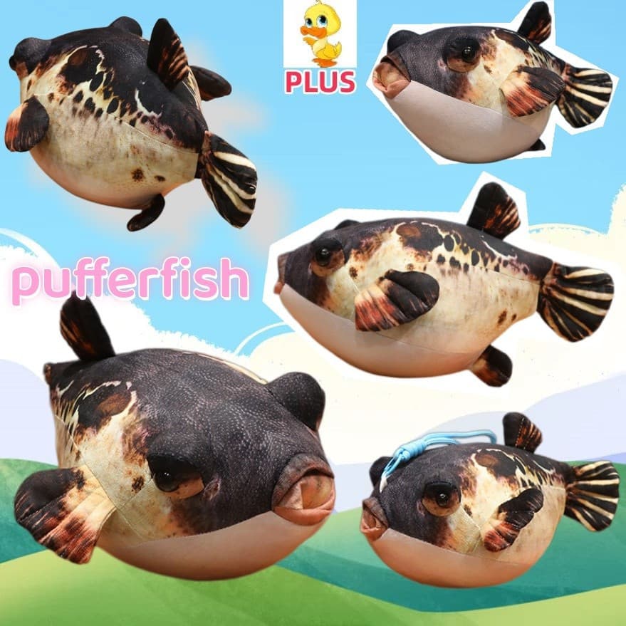 Mais ✨ Novo Simulado Baiacu Plushie Brinquedo Pingente Divertido Chaveiro De Pelúcia Travesseiro Presentes Infantis Deco