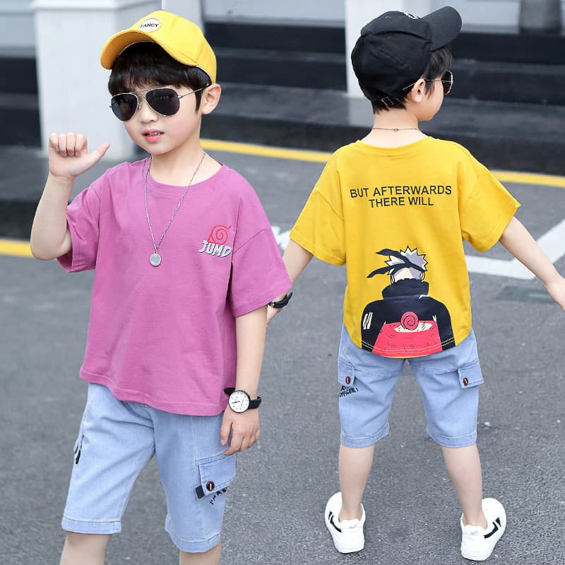Meninos terno de verão 2025 novo estilo bonito estilo ocidental roupas infantis versão coreana verão meninos moda Jeans