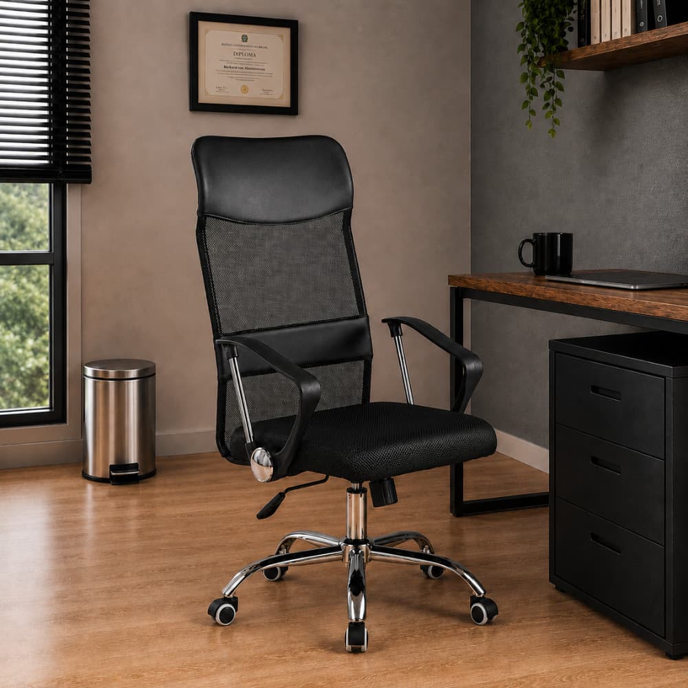 Cadeira de Escritório Presidente Dylan Mesh Ergonômica - Preta