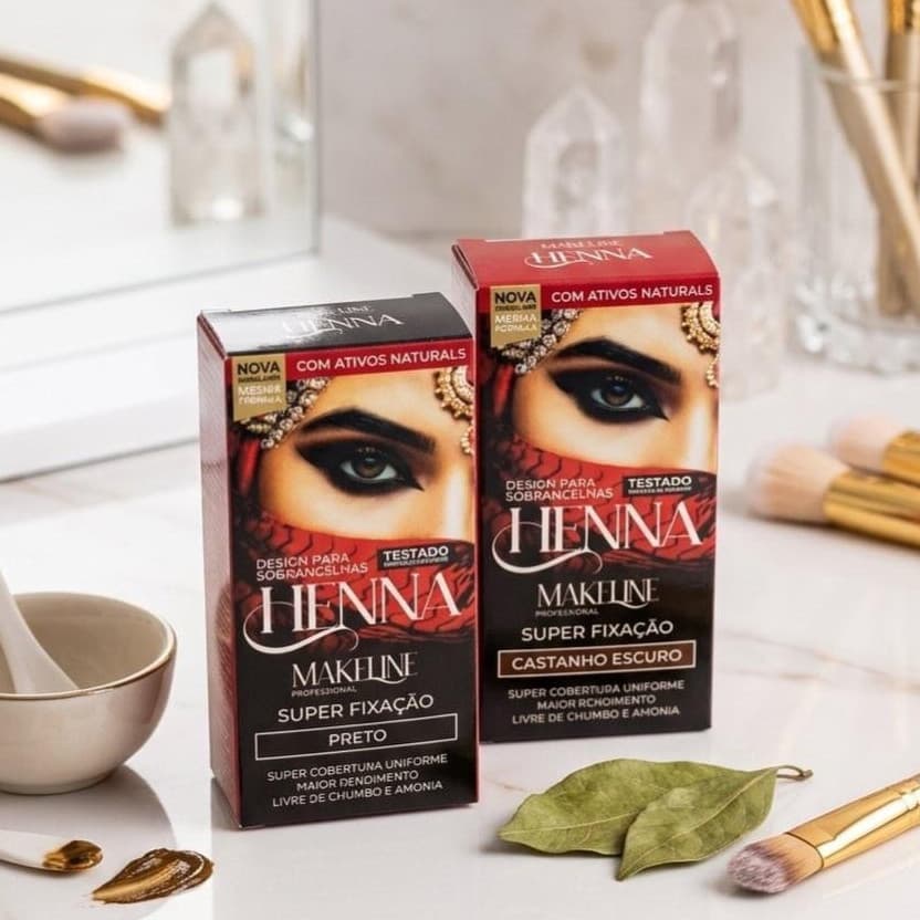 HENNA PARA SOBRANCELHAS MAKELINE PROFISSIONAL + FIXADOR - 1,5G + 10ML