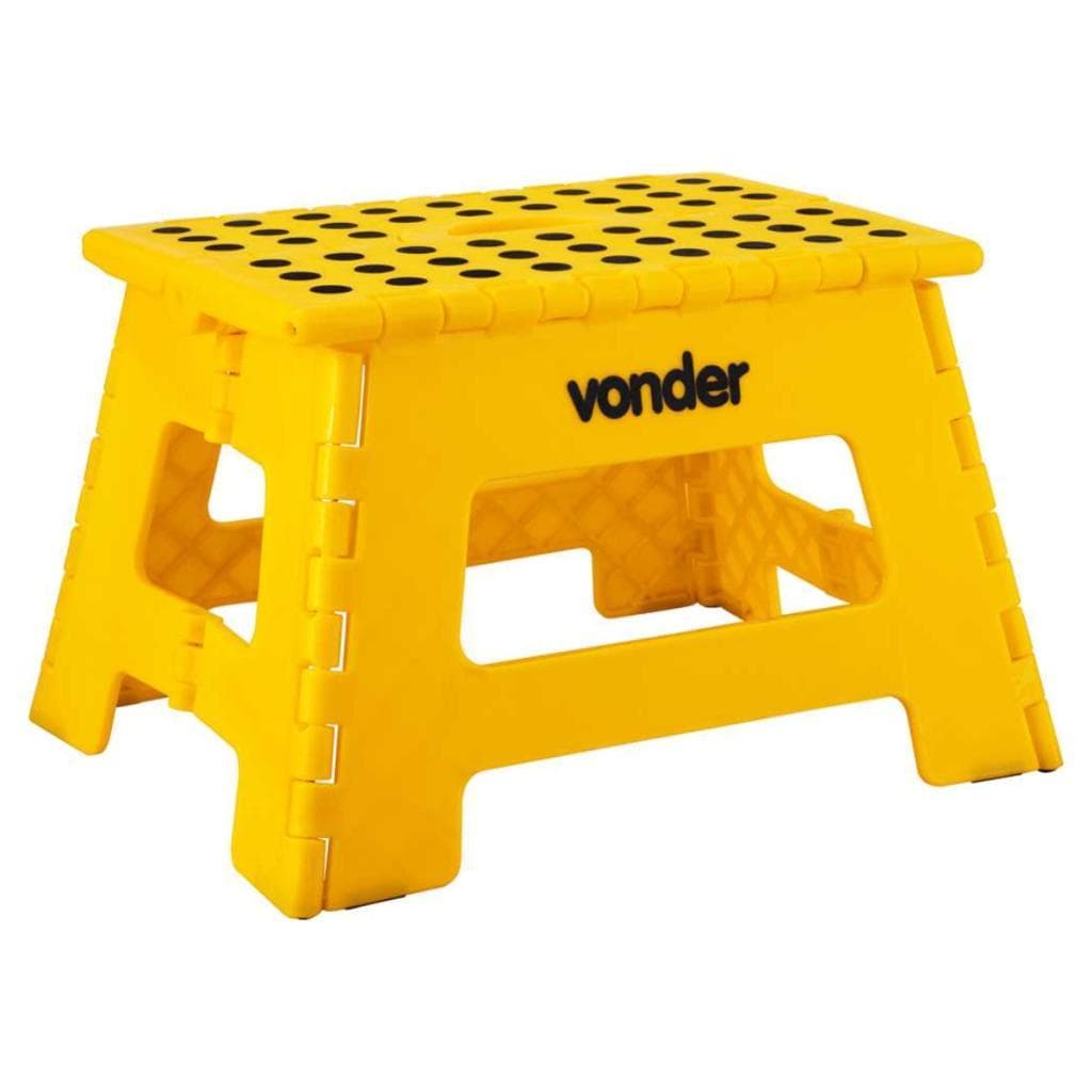 Banqueta Plástica Dobrável Amarela Altura 22Cm Vonder 150kg