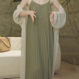 Tamanho grande 150kg francês Drape sentimento vestido plissado feminino gordura mm verão solto cobrindo carne mais magro