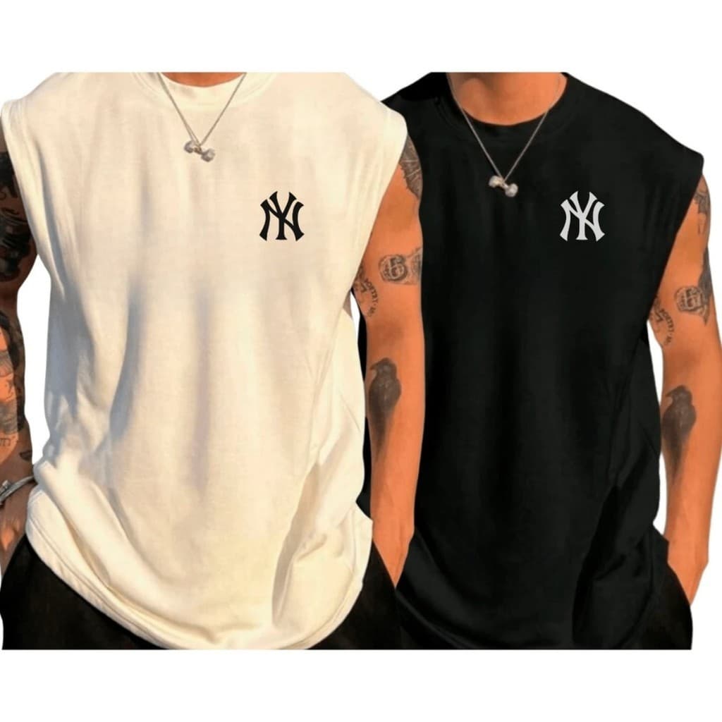 Kit 2 Regatas Masculinas Estilosas Cavadas Academia 100% Algodão Streetwear Premium
