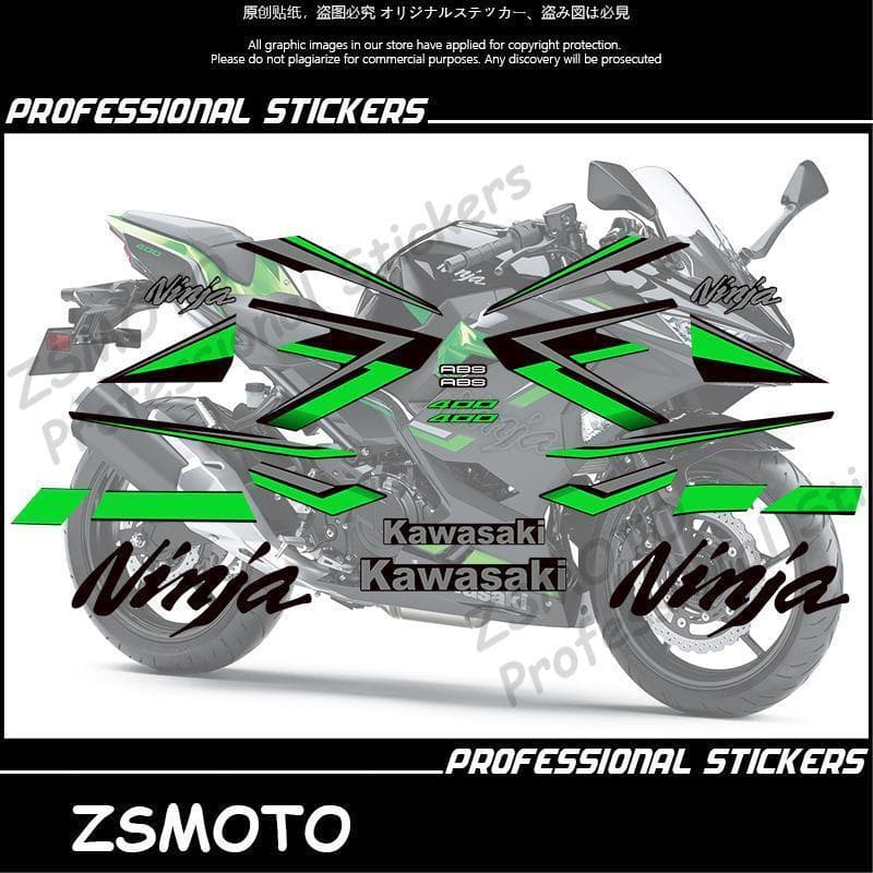 Kit Adesivo Completo ZSMOTO Kawasaki Ninja 400 Ninja400 2023 Carenagem Racing Waterproof