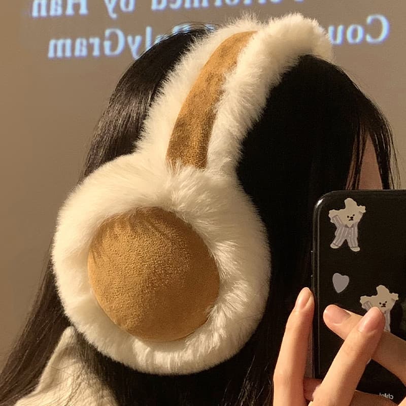 Bonito camurça de pelúcia earmuffs feminino inverno quente earmuffs orelha mais quente earmuffs sacos de ouvido ciclismo