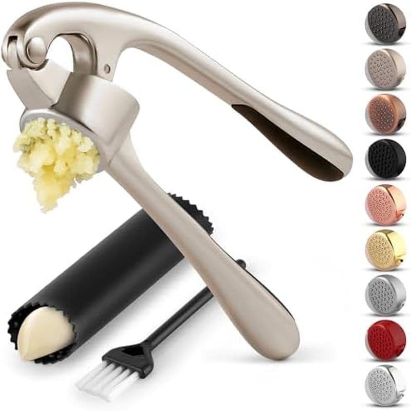 Conjunto de prensa de alho Premium Zulay Kitchen - Ferramenta profissional antiferrugem para torção de alho em pó - Aper